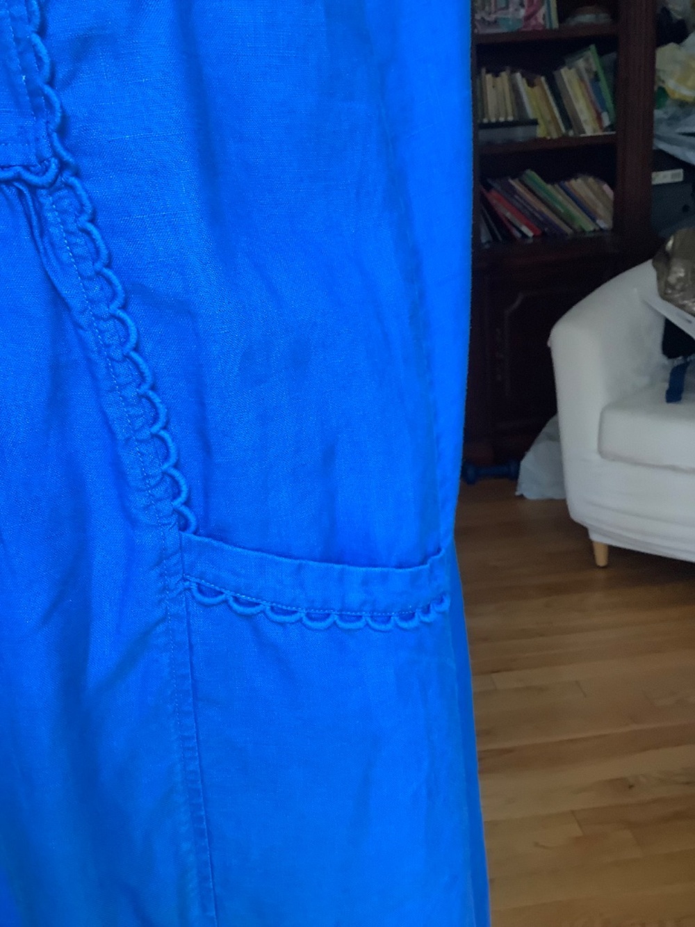 Boden Linen Knee Length Dress Royal Blue Size 8 Long - Picture 3 of 6